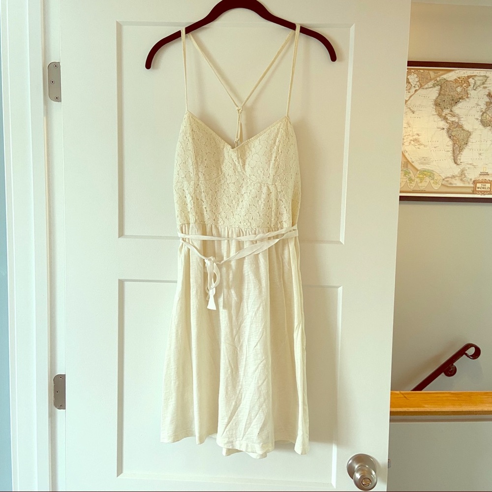 Off white summer dress with lace top